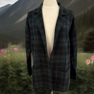 NWT Anne Klein Blackwatch Plaid Sweater Blazer M Unstructured Old Money Preppy